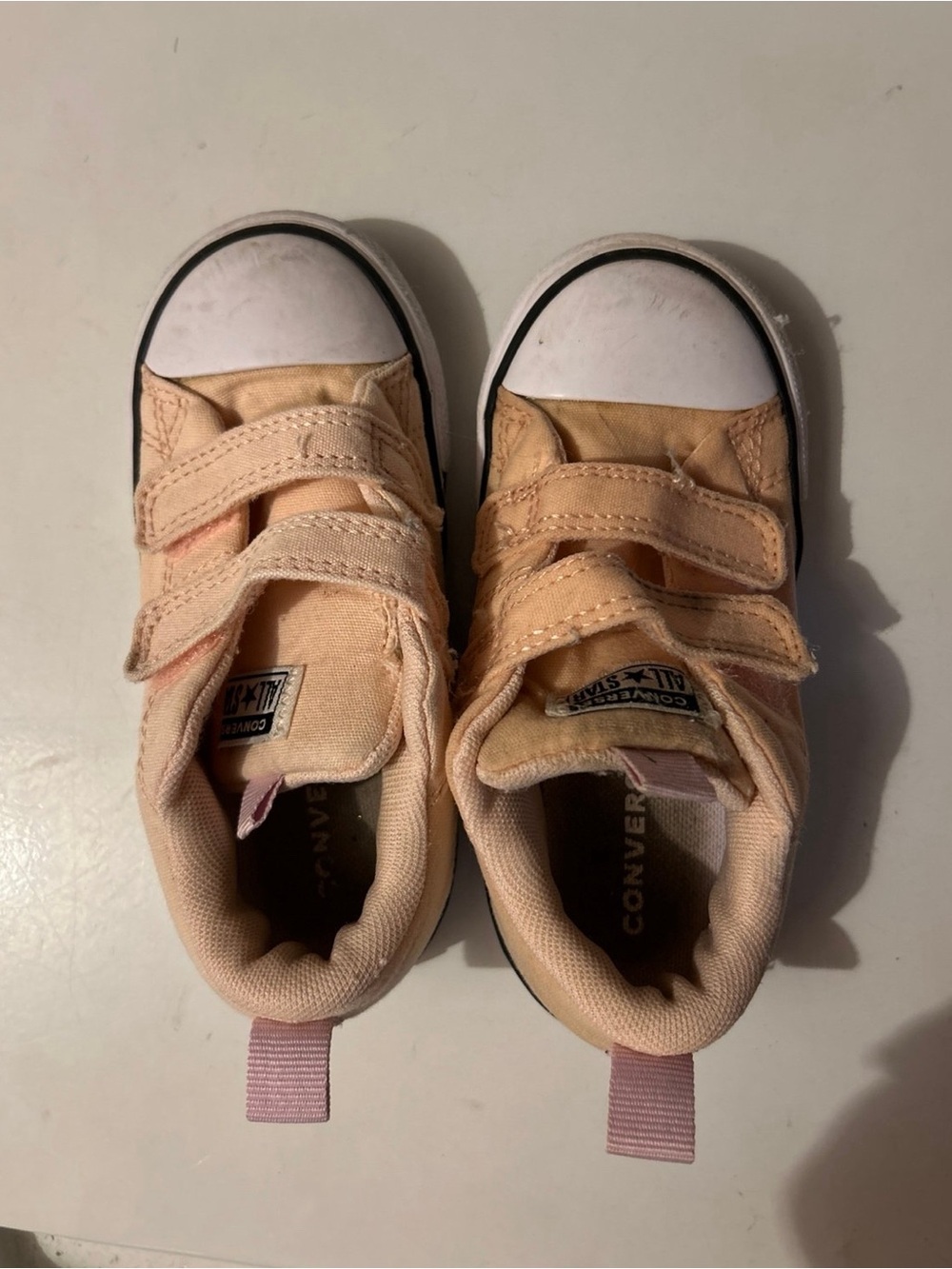 Converse Kids Peach/Pink Canvas Velcro Sneakers
